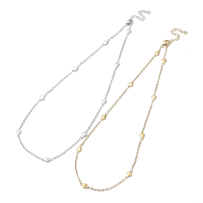 304 ожерелье-цепочка из нержавеющей стали с звеньями в форме сердца