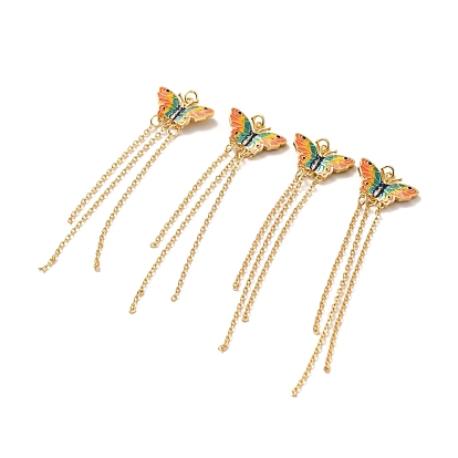 Pendentifs en laiton émaillé de placage de crémaillère, réel 18 k plaqué or, sans cadmium et sans plomb et sans nickel, avec la chaîne, papillon
