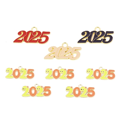 Подвески из эмали и сплава, номер 2025 очарование, золотые