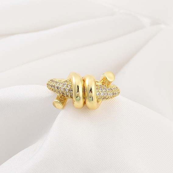 Кольца-манжеты из латуни с микро-паве и прозрачным циркониевым покрытием для женщин, долговечный, без кадмия и без свинца, весна