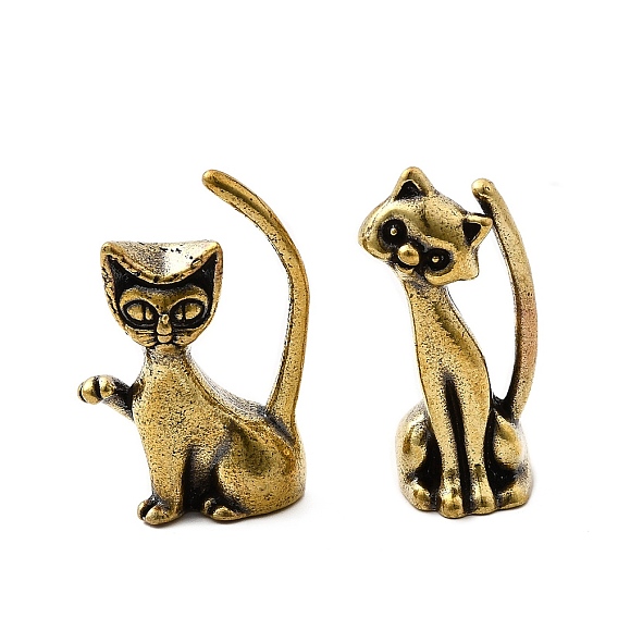 Латунные фигурки кошек миниатюрные статуэтки для домашнего офиса украшение рабочего стола