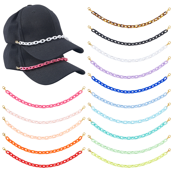 15 шт. акриловые прямоугольные звенья цепи HAP, Сплав с застежками когтя омара