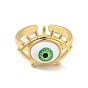 Acrylic Horse Eye Open Cuff Ring, Real 18K Gold Plated Brass Jewelry for Women, Cadmium Free & Lead Free
