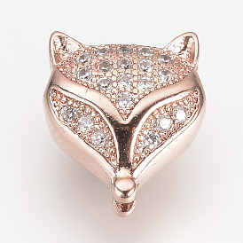 Латунные микро проложить кубического циркония бусы, лиса