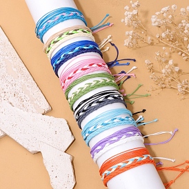 3 pcs 3 styles ensemble de bracelets à cordon tressé en polyester de style bohème, bracelets empilables réglables