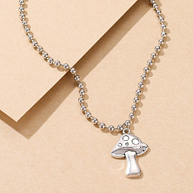Fashion Retro Mushroom Necklace Personality Hip Hop Style Alloy Mushroom Bead Chain Necklace Necklace