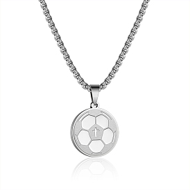 Titanium Steel Football Pendant Necklace with Box Chains
