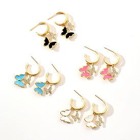 Bohemian Charm Jewelry Oil Drop Butterfly Earrings Summer Women's Ear Studs Fashion Accessories