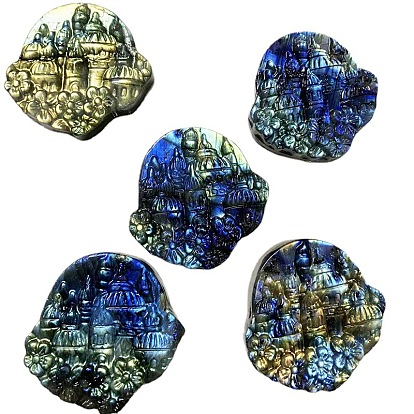 Dyed Natural Labradorite Carved Display Decorations, Figurine Home Decoration, Reiki Energy Stone for Healing