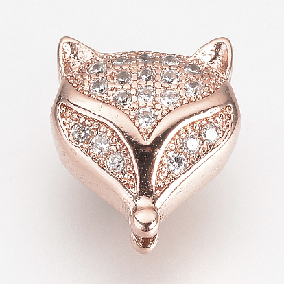 Латунные микро проложить кубического циркония бусы, лиса