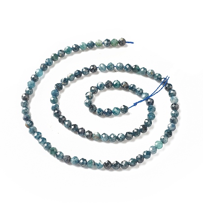 Natural Blue Tourmaline Beads Strands, Faceted, Round