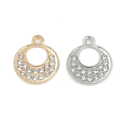 Подвески из сплава со стразами Micro Pave, плоско-круглые