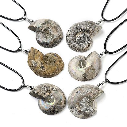 Ожерелья с подвесками из натуральной ракушки, ожерелья из искусственной кожи с железными концами цепей