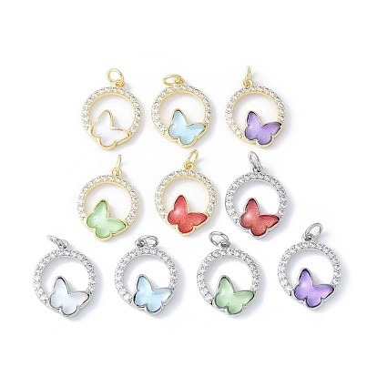 Подвески из латуни микропаве с фианитами и стеклом, бабочки прелести, стойки покрытие, долговечный, без кадмия и без свинца, с целью перехода в кольце