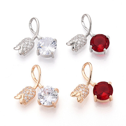 Латунные микро проложить кубического циркония подвески, без кадмия, без никеля и без свинца, цветок