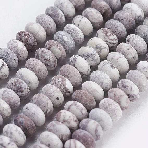 Natural American Turquoise Beads Strands, Frosted, Rondelle