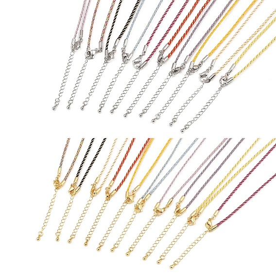 2мм нейлоновый плетеный шнур для изготовления ожерелий, с латунными выводами и 202 застежками из лобстера из нержавеющей стали, долговечный, стойки покрытие