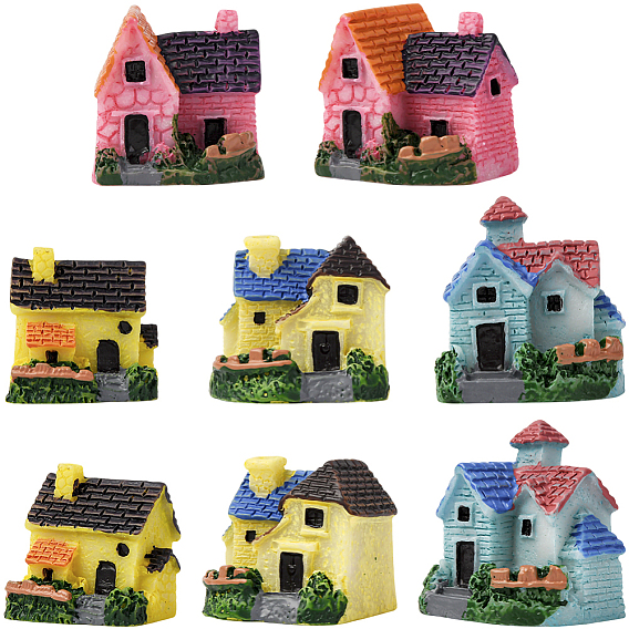 8шт. 4 стили фигурок из смолы в виде виллы и дома, декоративные элементы для демонстрации, микроландшафтное украшение сада