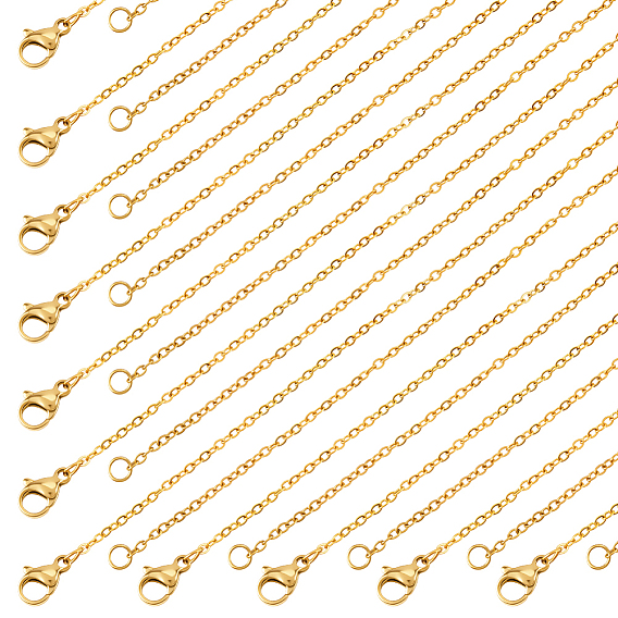 20 piezas 1.5 mm 304 collares de cadena de cable de acero inoxidable, con tarjetas de presentación de papel, revestimiento de iones (ip)