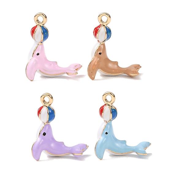 Подвески из эмали и сплава, дельфин с шармами, золотые