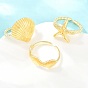 Brass Cuff Open Rings, Rack Plating, Long-Lasting Plated, Real 18K Gold Plated, Lead Free & Cadmium Free