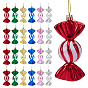 24 шт. 6 цвета рождественские гальванические пластиковые конфеты подвески украшения, нейлоновая веревка, подвесные украшения для рождественской елки