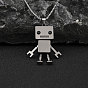 Zinc Alloy Robot Pendant Necklaces, 201 Stainless Steel Chain Necklaces