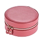 Round PU Imitation Leather Jewelry Storage Zipper Boxes, Portable Travel Case with Mirror, for Necklace, Ring Earring Holder, Gift for Women