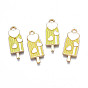 Rack Plating Alloy Enamel Pendants, Light Gold, Cadmium Free & Nickel Free & Lead Free, Ice Cream