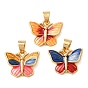 Brass Enamel Pendants, Butterfly Charms, Real 18K Gold Plated