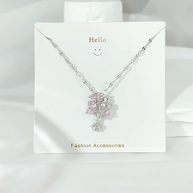 304 ожерелья с подвесками из нержавеющей стали с кубическими циркониями, цвет нержавеющей стали