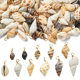 90шт 9 подвески из натуральной ракушки, с медной проволокой, золотой свет