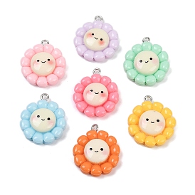 Подвески из непрозрачной смолы в виде подсолнуха, с железной петлей с платиновым покрытием