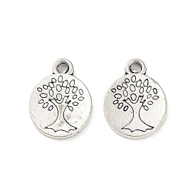 Tibetan Style Alloy Pendants, Cadmium Free & Lead Free, Round with Tree Charms