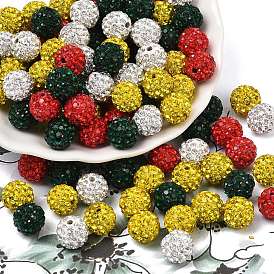 Рождественская тематика паве диско-шар бусины, Бусины со стразами, полимерная глина , класс А, круглые