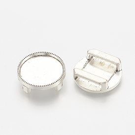 Тибетский стиль сплава шармы скольжения кабошон настройки, без кадмия и без свинца, плоско-круглые
