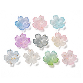 Акриловый шарик крышки, цветок, с золотой порошок