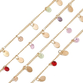 Латунная каплевидная с плоскими круглыми звеньями, со стеклом, долговечный, стойки покрытие, без свинца и без кадмия, несварные, ручной работы из бисера цепи