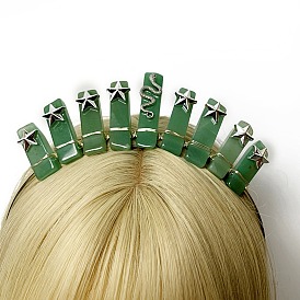 Natural Green Aventurine Hair Bands, Star Crown Hair Bands, for Women Girls