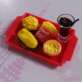 DOLLHOUSE Dollhouse Accessories Scene Model, Miniature Food Toy Resin Ornament Simulation Hamburger Set
