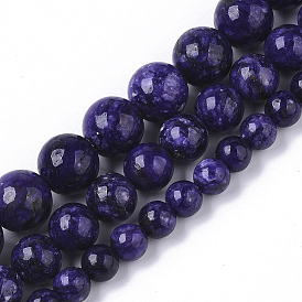 Natural Quartzite Jade Beads Strands, Dyed, Round