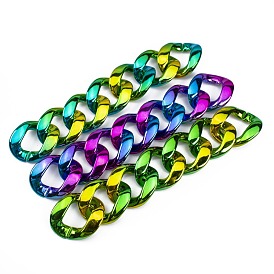 35*40mm gradient color UV plating ABS plastic acrylic two-color chain ring buckle luggage shoe buckle accessories