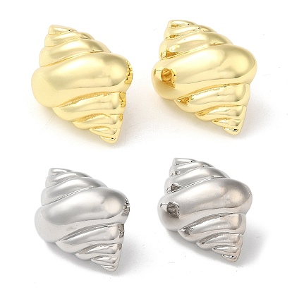 Rack Plating Brass Stud Earrings, Shell Shape, Long-Lasting Plated