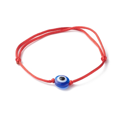 Ensemble de bracelets réglables en fil de nylon pour maman et fille, avec des perles de mauvais œil en résine