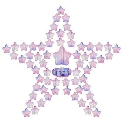 100Pcs Spray Painted Glass Beads, with Glitter Powder, Star