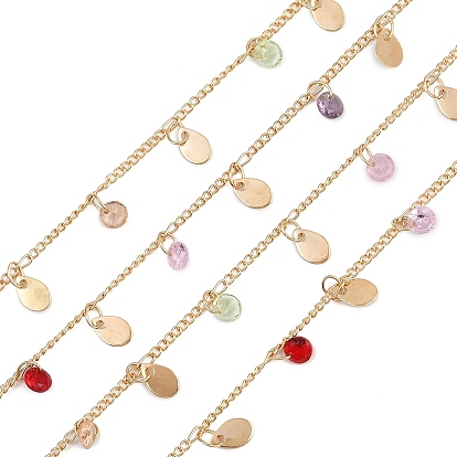 Латунная каплевидная с плоскими круглыми звеньями, со стеклом, долговечный, стойки покрытие, без свинца и без кадмия, несварные, ручной работы из бисера цепи