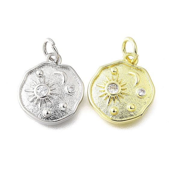 Латунные микро проложить кубического циркония подвески, самородки с солнцем и луной, долговечный, с целью перехода в кольце, без свинца и без кадмия, стойки покрытие