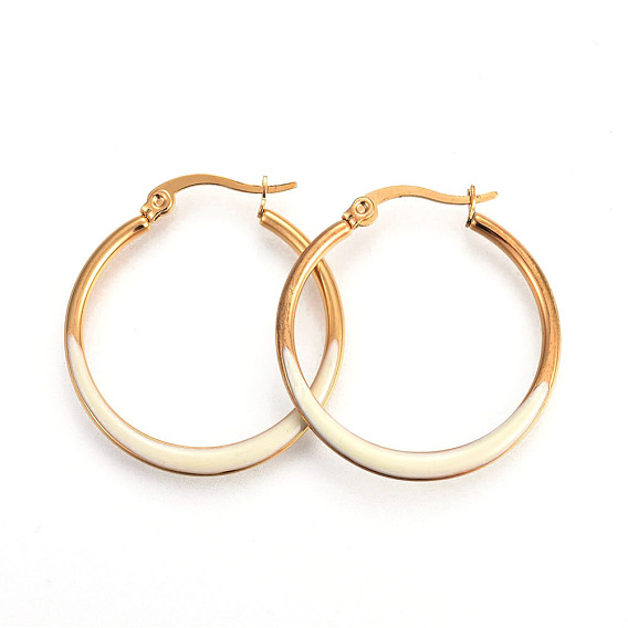 Ионное покрытие (ip) 304 серьги-кольца из нержавеющей стали, гипоаллергенные серьги, плоская форма кольца, с эмалью