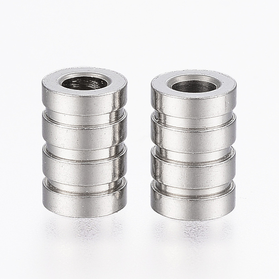 304 Stainless Steel Tube Beads, Grooved, Column