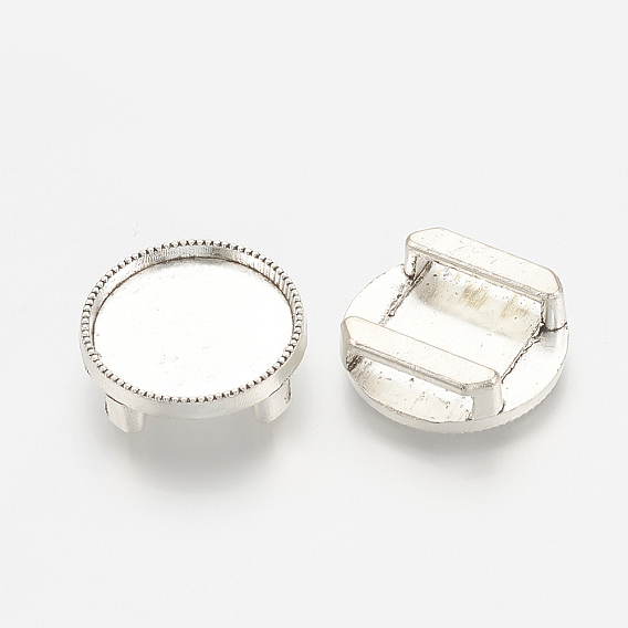 Тибетский стиль сплава шармы скольжения кабошон настройки, без кадмия и без свинца, плоско-круглые